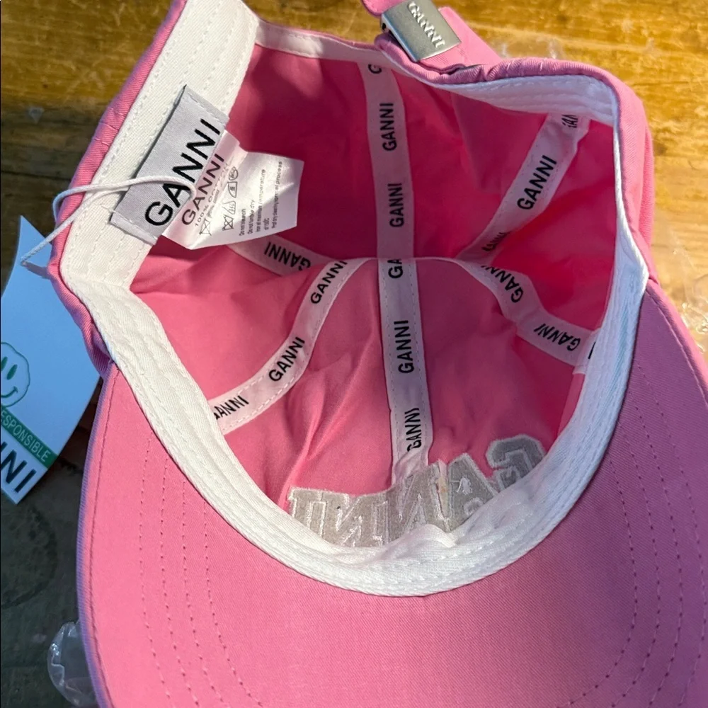 Ganni cap pink adjustable cotton